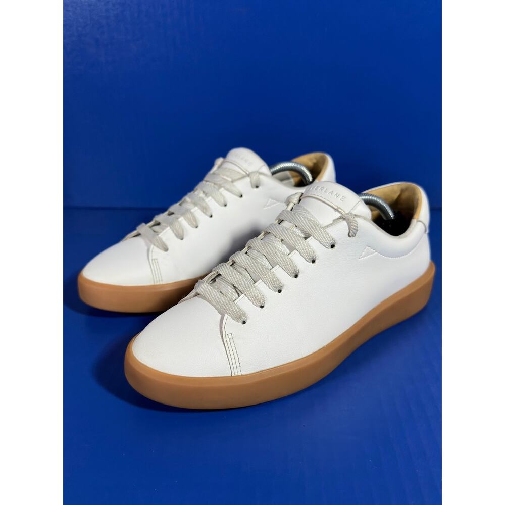 Everlane‎ Unisex The ReLeather Tennis Shoe in White/Gum Sole M6/W8